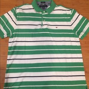 Tommy Hilfiger striped polo shirt XL vintage Green